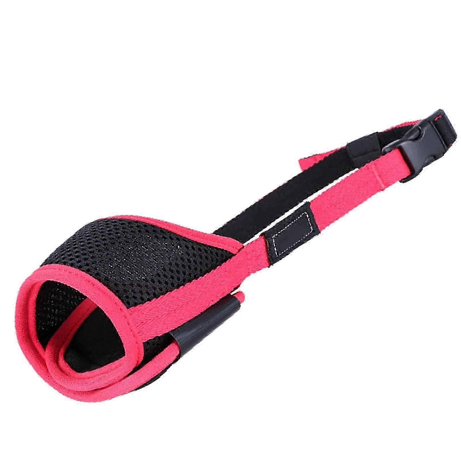 Adjustable red dog muzzle, sizes XS-XL, breathable muzzle