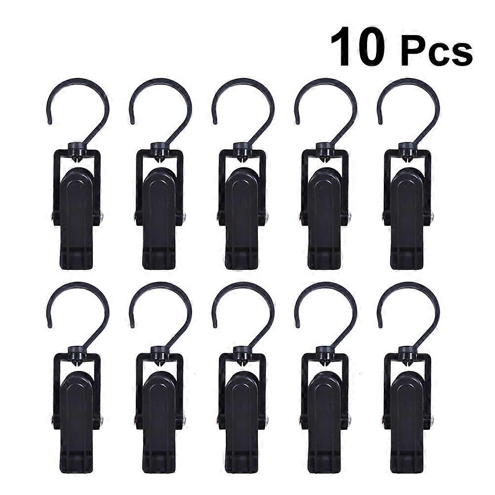 Plastic Hooks Curtain Clips for Storage 10Pcs Black Hook Set