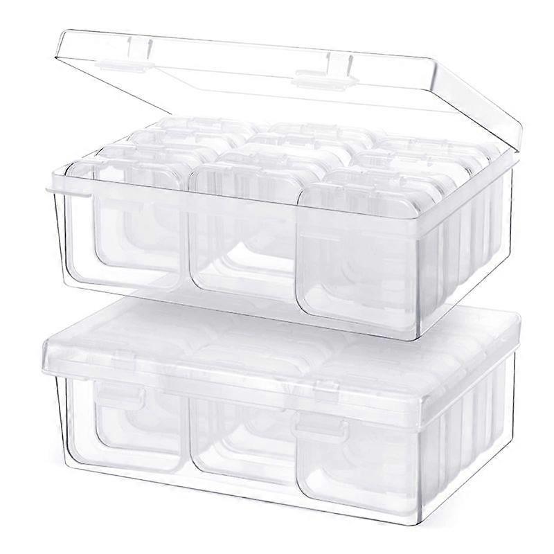 24Pc Small Bead Clear Storage Case with 2Pc Hinged Lid Craft Cases