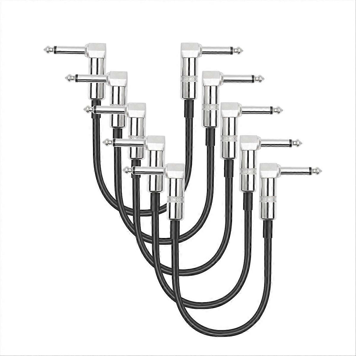 5 Packs Guitar Effect Pedal Flat Patch Cables 6 Inch Length with 1/4 Inch Right Angle Connectors Patch Cable