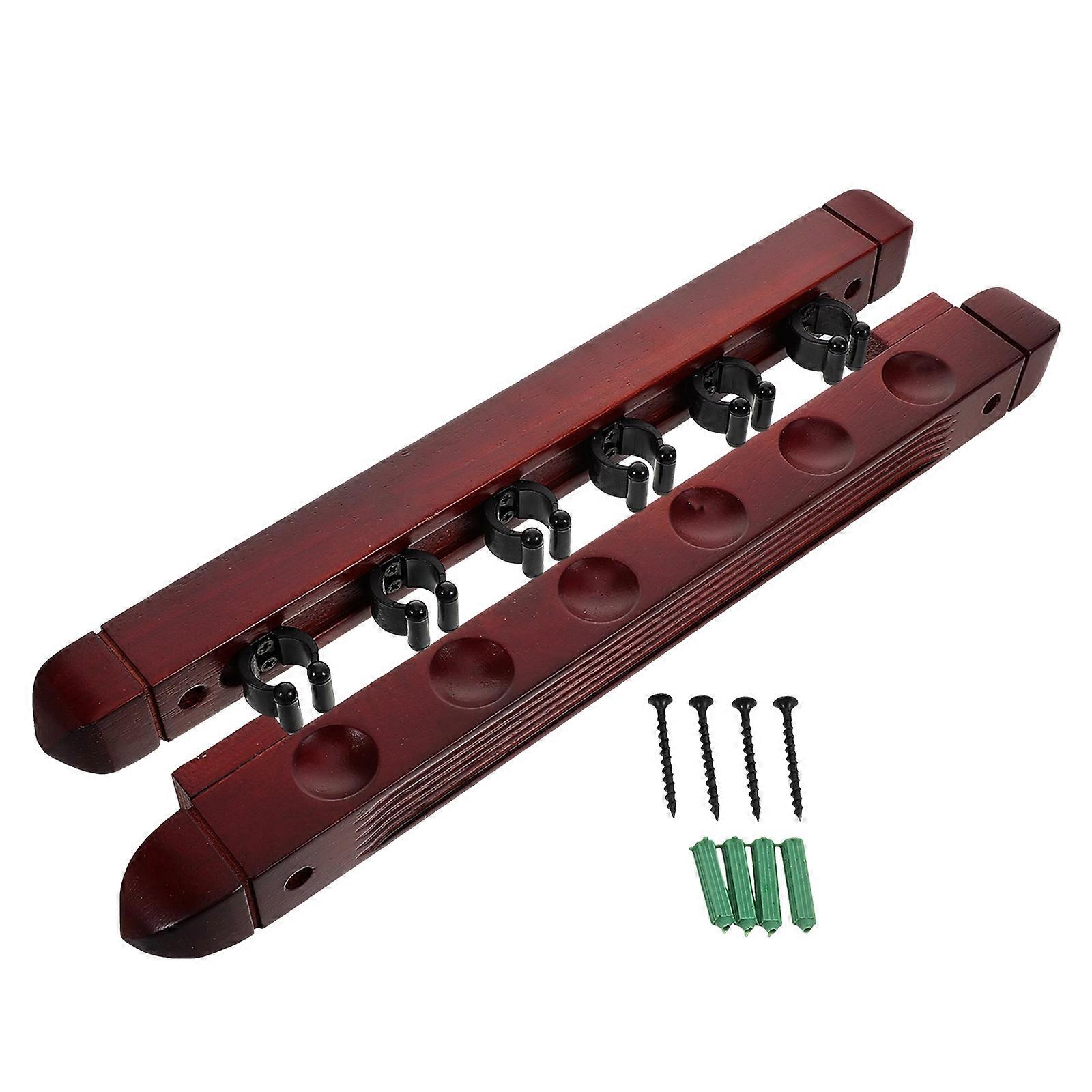 Pool Stick Wall Mount Solid Wood Billiard Stick Rack for Home Use 2Pcs