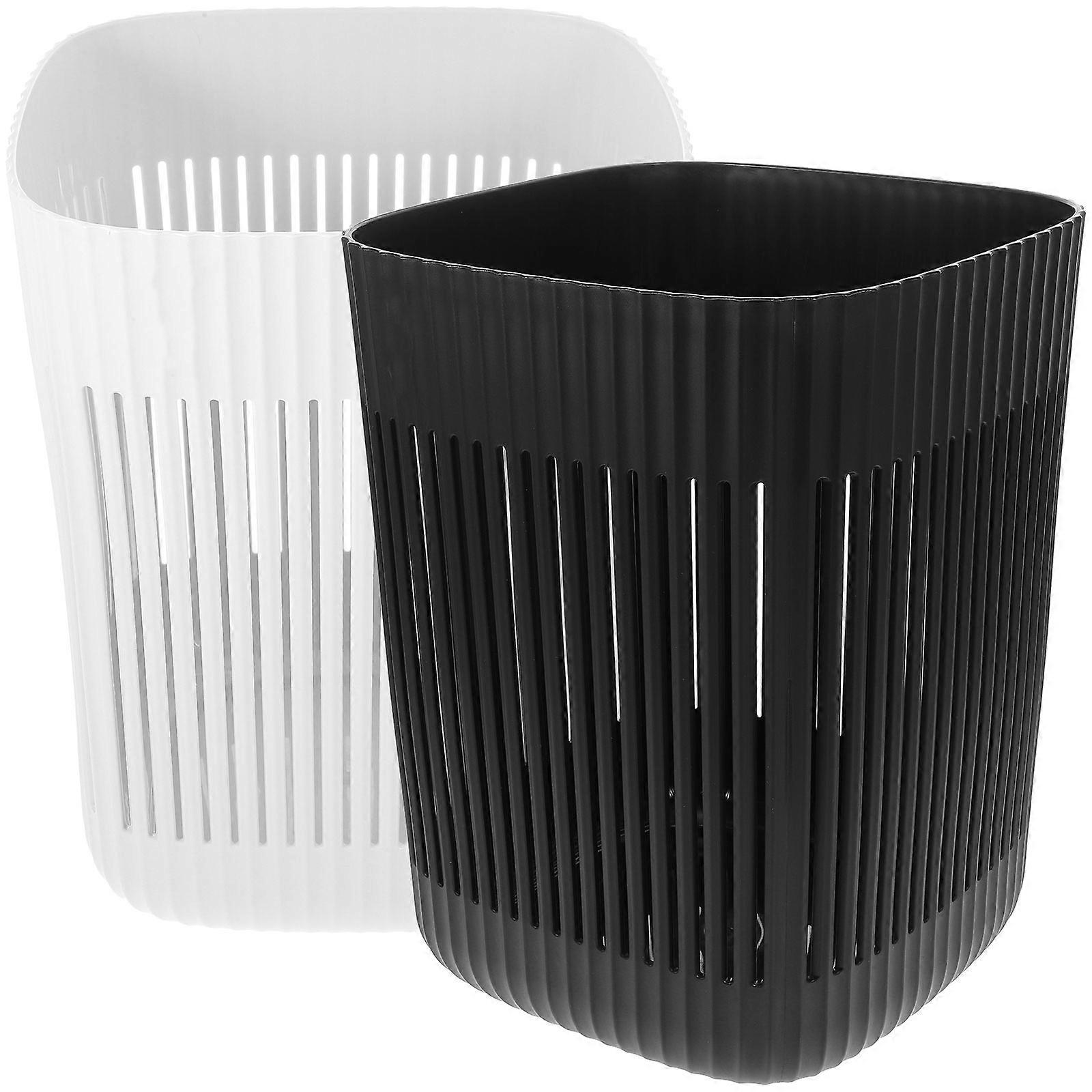 Assorted Color Plastic Hollow Out Trash Cans for Storage 2Pcs Waste Containers