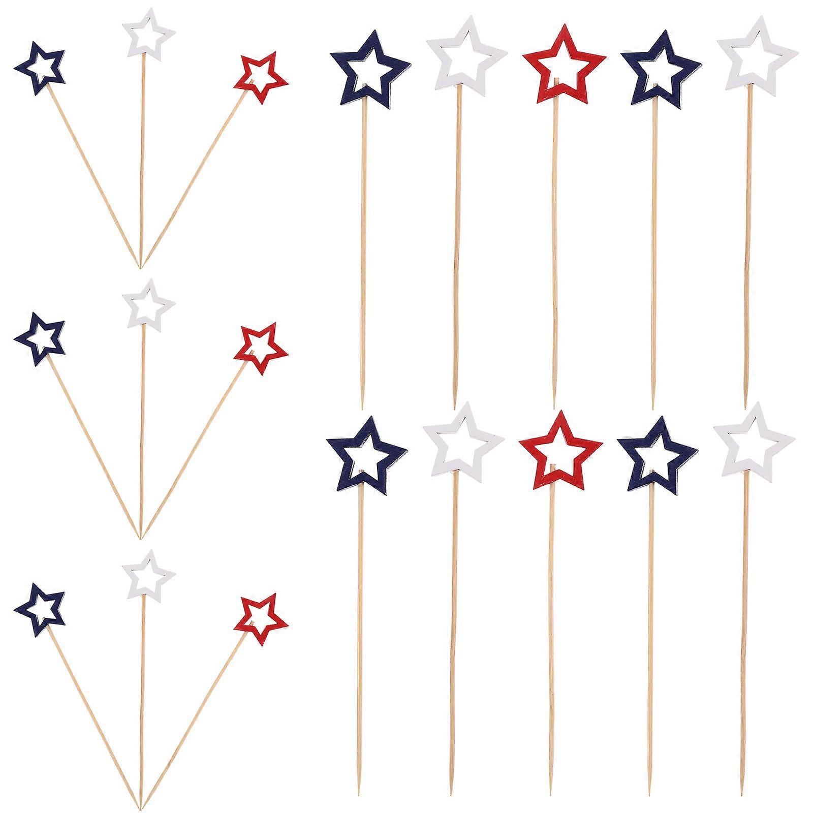 Star Bamboo Cocktail Picks for Kitchen Use 60Pcs Assorted Color