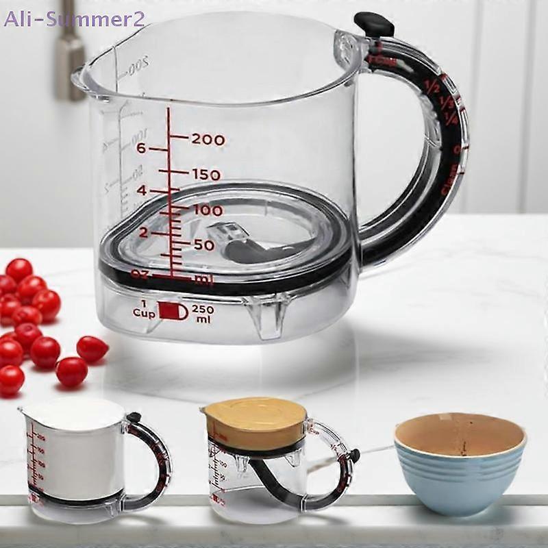 {Summer2} Practical Adjustable Cube Cups with Scraper Seal Base; The Ultimate Kitchen Measuring Tool