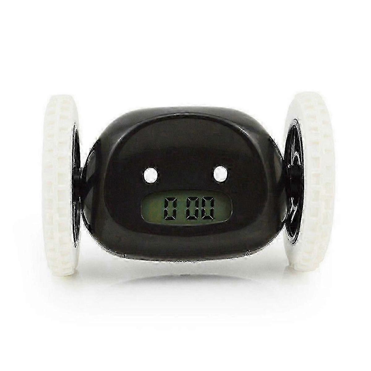 Black Runaway Alarm Clock on Wheels