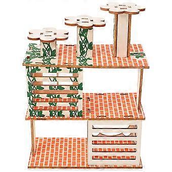 Cabane en bois pour hamster, cachette idéale pour les petits animaux, ensemble de 5 pièces, bois beige