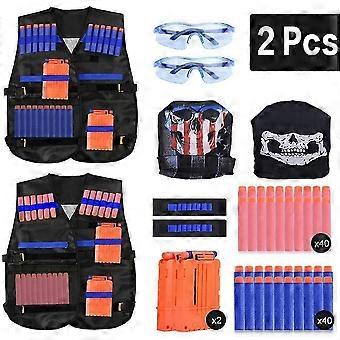 2er tactical vest jacket set Nerf N-Strike Elite Set, children's nerf vest, tactical vest, Nerf accessories set kids tactical vest with 80 darts refil