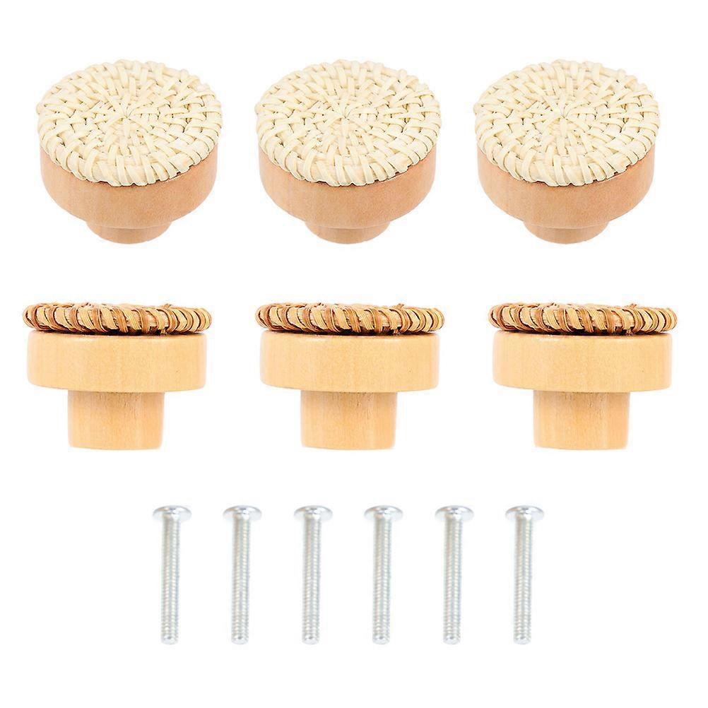 Rattan Dresser Knobs Wood Knobs for Drawer Use 18Pcs Multicolor