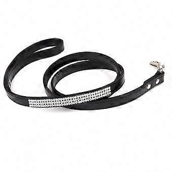 Sparkling Rhinestone Dog Leash with Hook, Comfortable Faux Leather Design