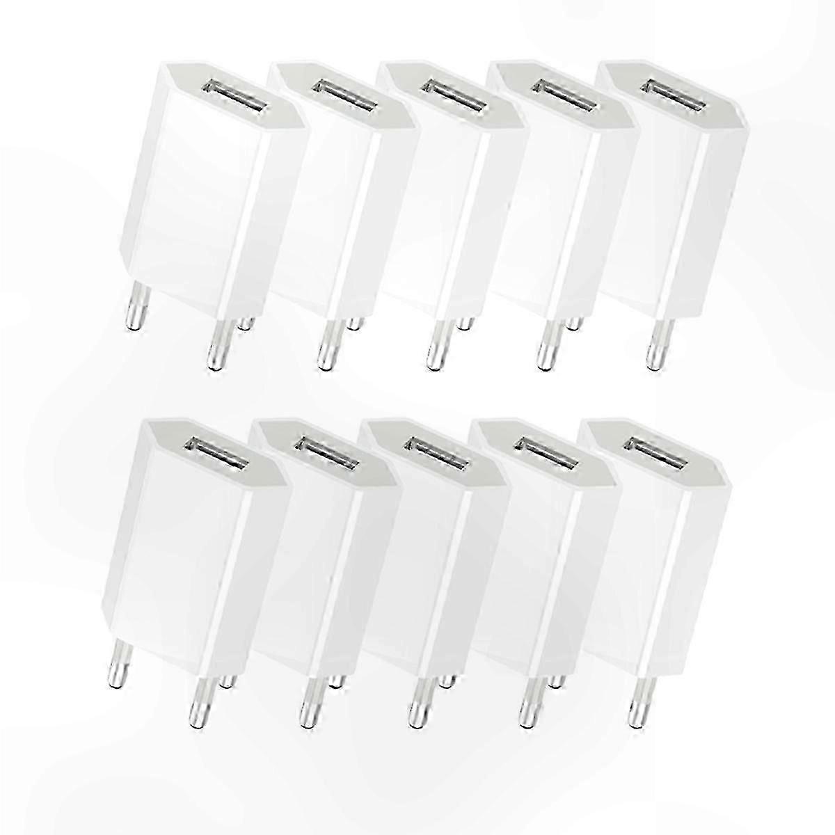 10-Pack Compact USB Wall Charger with EU Plug Support