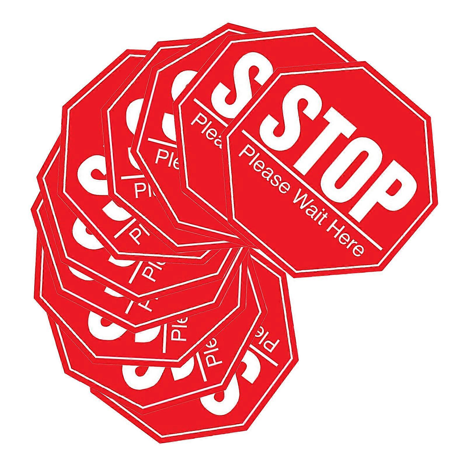 Stop Please Wait Here Decals for Social Distancing with 30Pcs Red Stickers