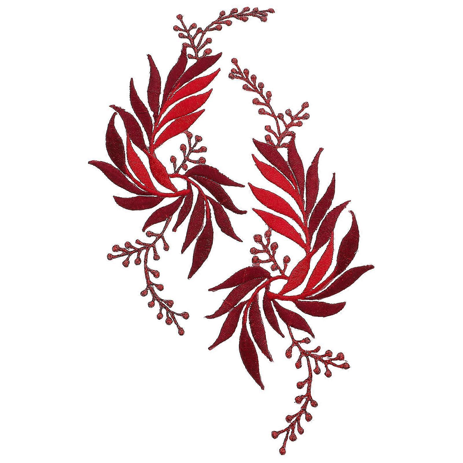 Tree Leaf Patch DIY Clothing Embroidery Iron on Patch 2Pcs for Decoration