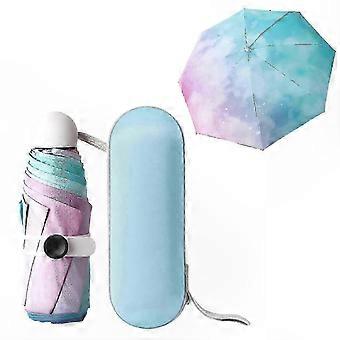 Paraguas de viaje compacto a prueba de viento 2025, paraguas plegable con protección UV de 8 costillas con estuche de cápsula y mango ergonómico, protector contra la lluvia