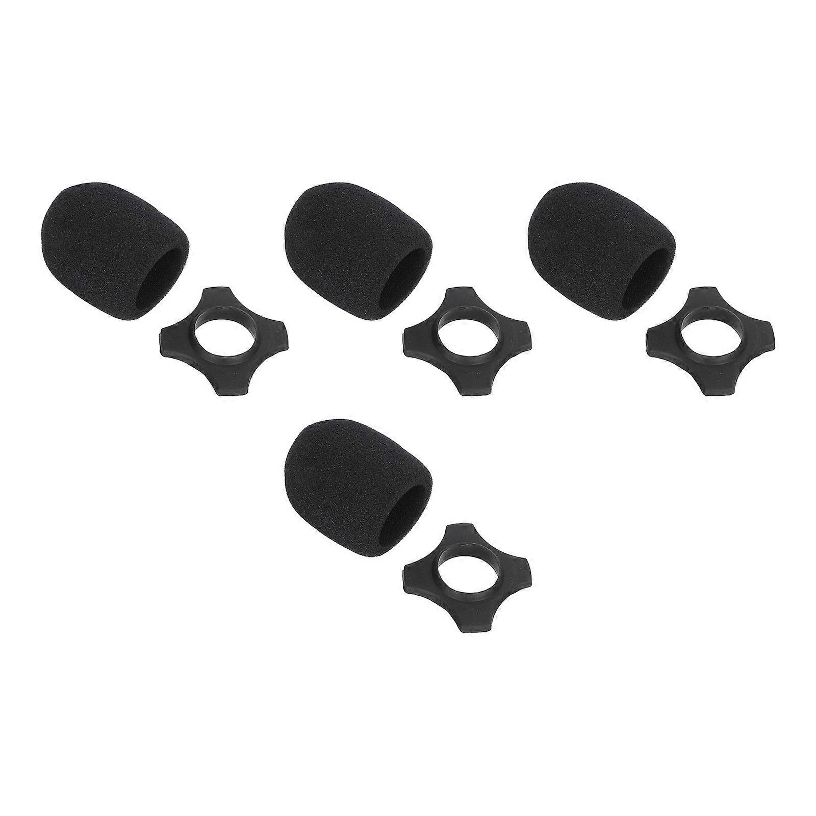 4sets Practical Microphone Sponge Covers with Rubber Non-slip Holder Stand