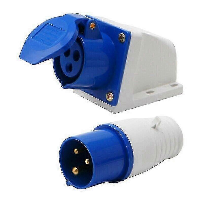 16A 3-Pin Waterproof Industrial Flush-Mount Plug and Socket Set