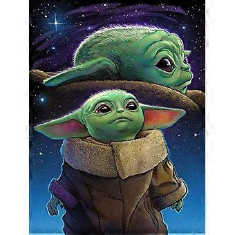 DIY 5D Diamond Peinture Numéro Set Bébé Yoda 14X20 Pouce, Plein Rond Perceuse Diamant Artiste Décoration Murale Enfants Adulte Art Kit Artisanat Salon