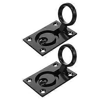 2pcs Square Flush Pull Ring Handle Recessed Boat Hatch Latch Cabinet Flush Mount Lifting Ring Hidden Furniture Handle Replacement Black