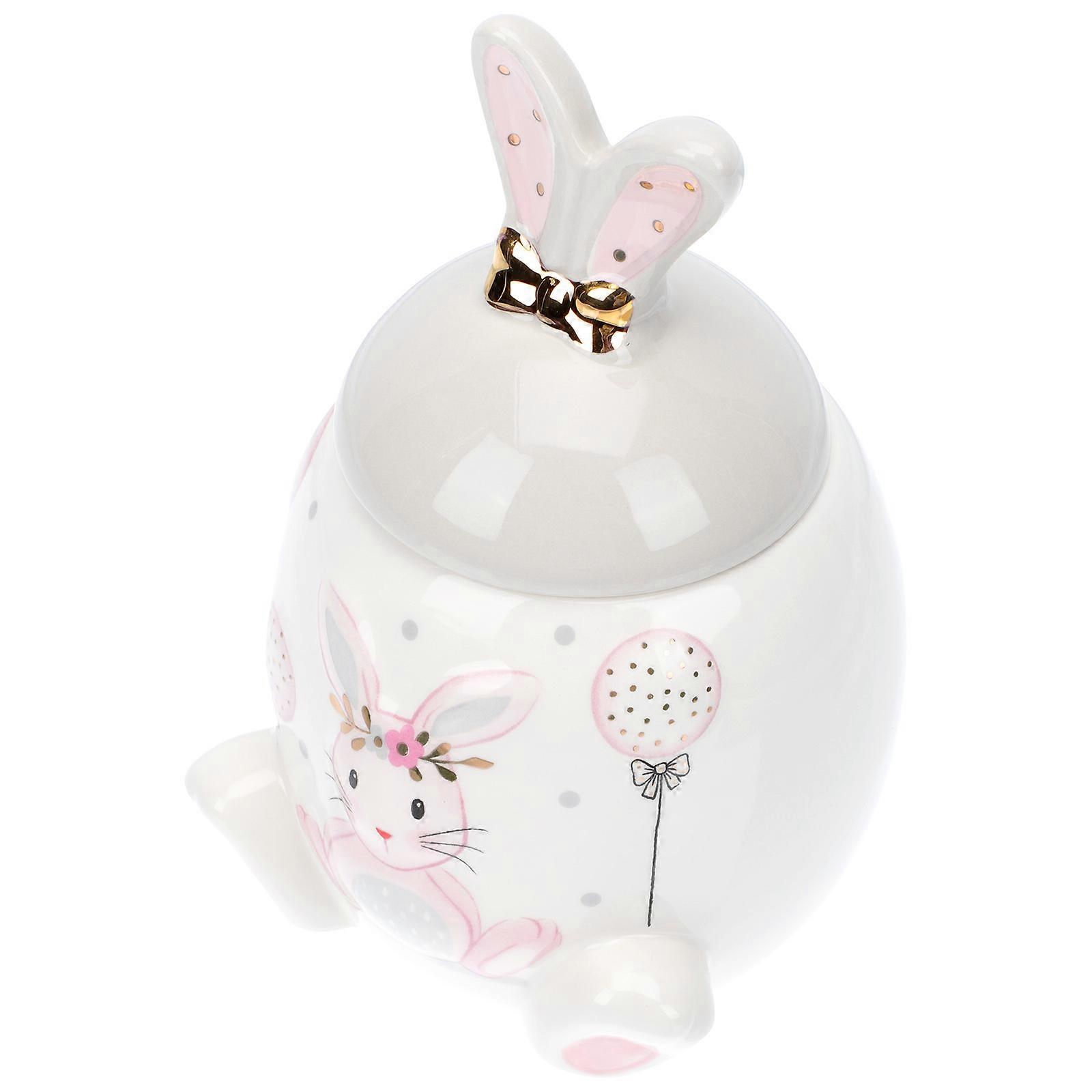 1pc Ceramic Storage Jar Rabbit Pattern Pot Easter Tea Jar Desktop Decor