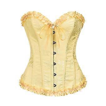 Gorset dla kobiet, kostium na Halloween, gorset modelujący sylwetkę, seksowna bielizna świąteczna, wiązany w talii, steampunk, push up, wieczorne przyjęcie, XS, żółty