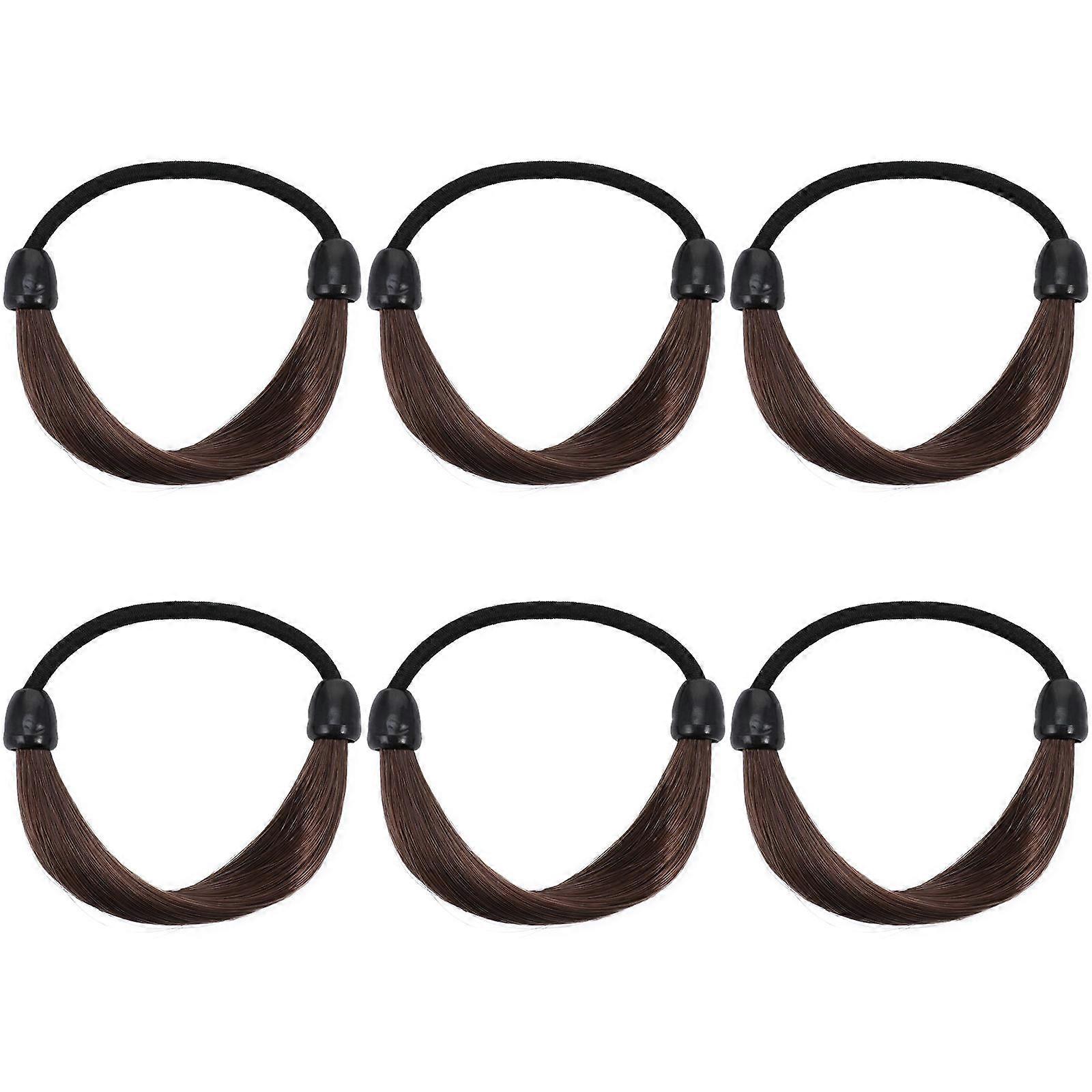 Élastiques à cheveux pour queue de cheval, perruques, design simple, lot de 6