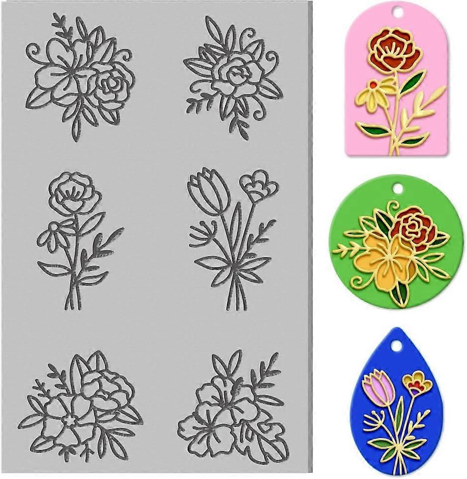 Flowers Polymer Clay Texture Sheets Rubber Polymer Clay Texture Embossing Folders Clay for Creating Patterns and Designs