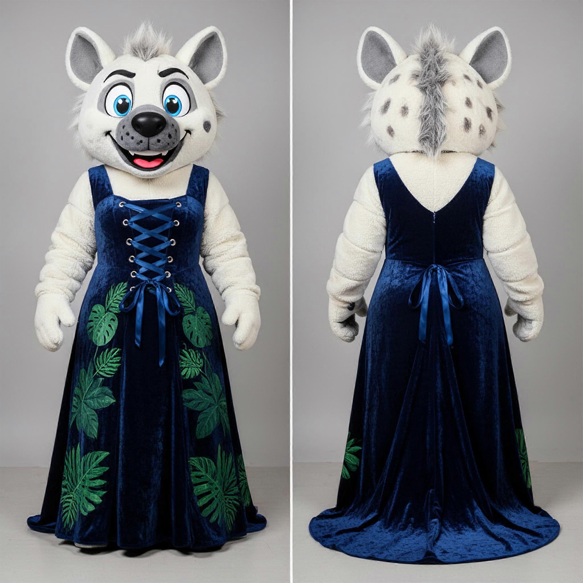 MASTICOT White Elegant Hyena Mascot