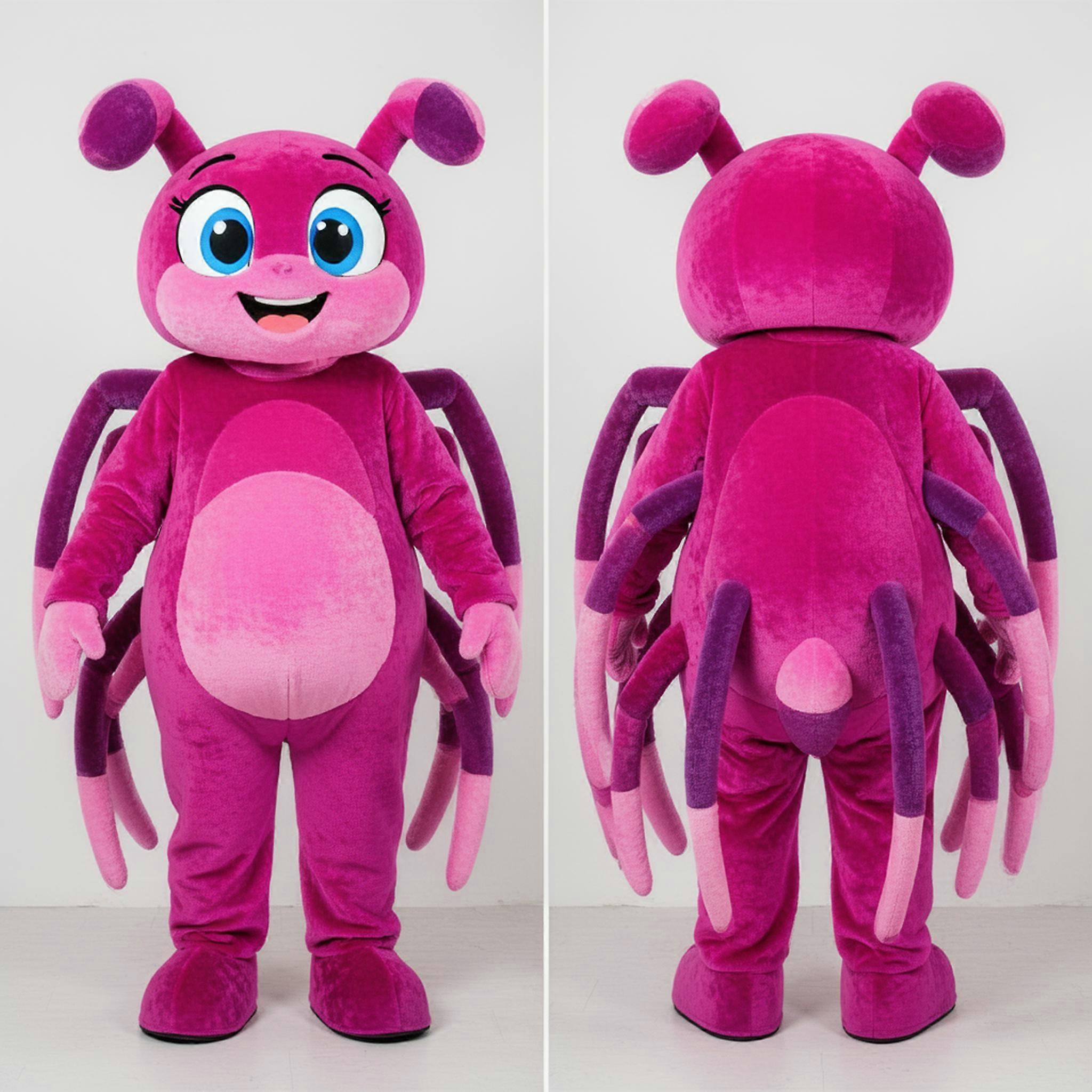 MASTICOT Magenta Cartoon Spider Mascot