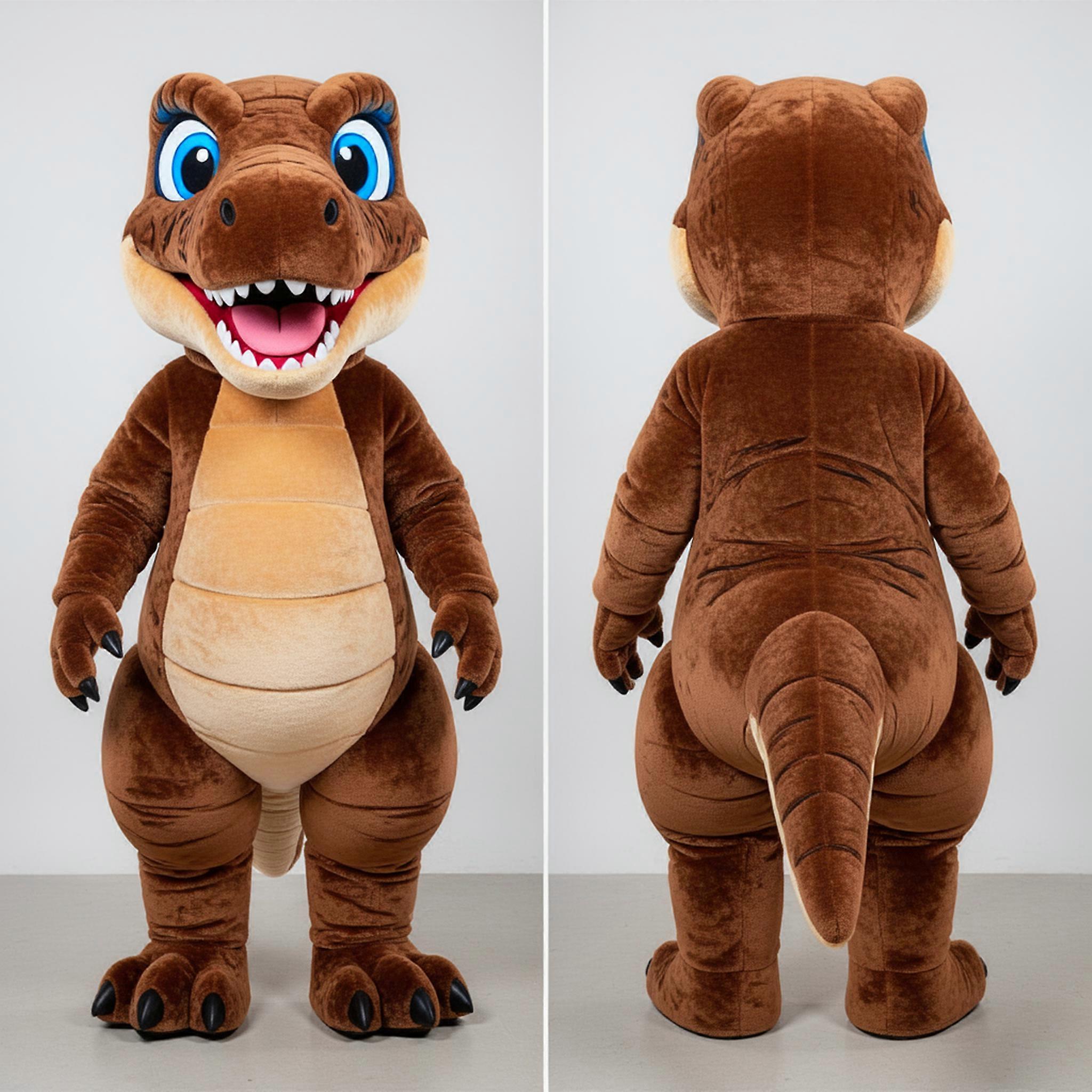 MASTICOT Brown Friendly Utahraptor Mascot