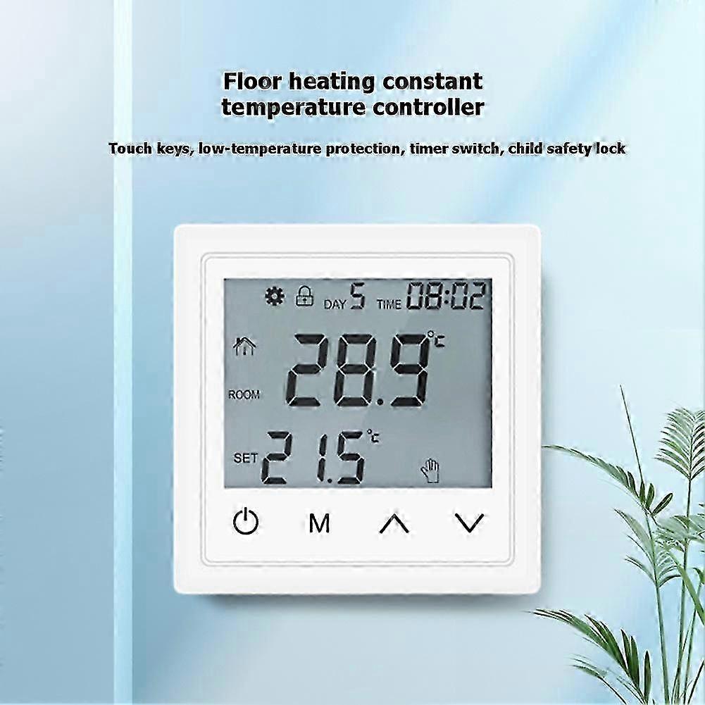 Programmable Floor Heating Thermostat Touch Screen Electric Heat Temperature Controller with Child Lock Timing Function