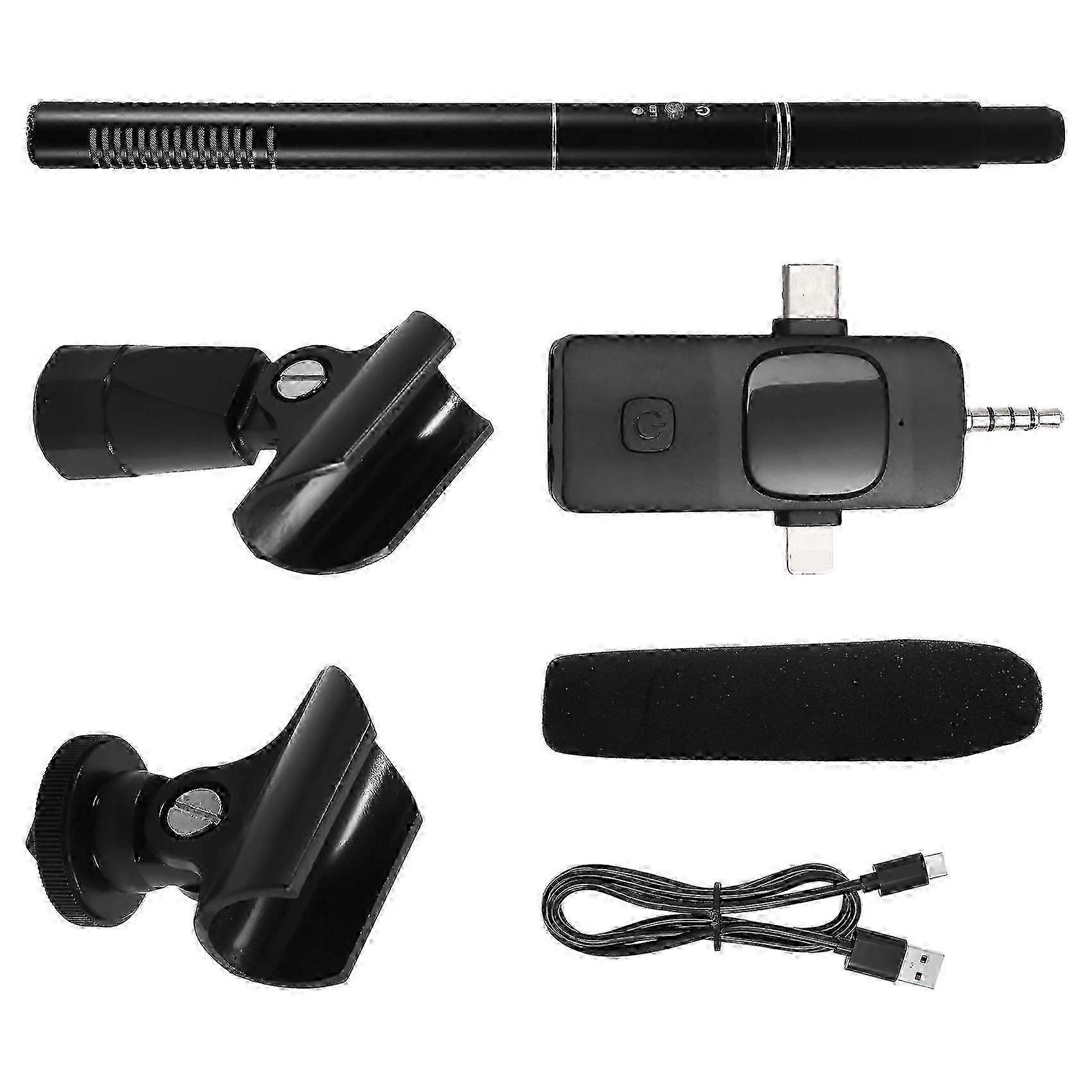 Wireless interview microphone. Condenser microphone. Handheld microphone compatible with studio recordings. Noise reduction. Simple.