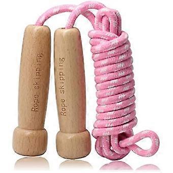 Springseil Adults, Adjustable Cotton Jump Rope with Natural Wooden Handle, Traditional Skipping Rope for Kids and Adults Fitness Sport, 3M fyt