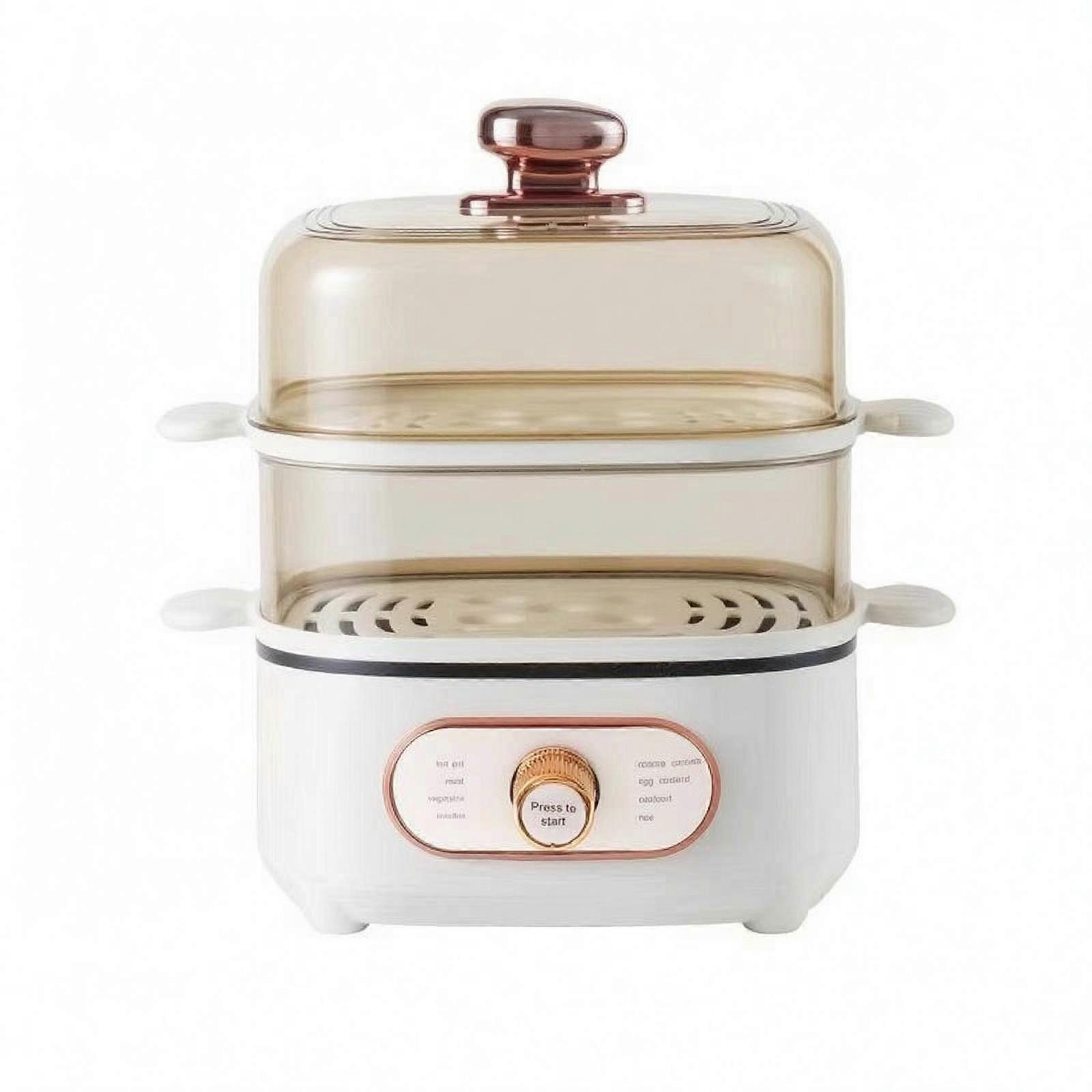 Electric Food Steamer Translucent Two-Level Food Steamer Compact Stackable Steam