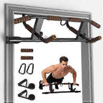 Optrekstang deurkozijn, pull-up bar tot 226 kg belastbaar, verstelbaar 60-90 cm