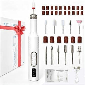 Professional Electric Nail Drill Kit, Manicure and Pedicure Set with Sanding Bands and Metal Bits, Personal Grooming Tool for Nail Art