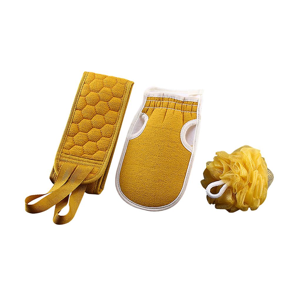 3pcs / set Bad & Duschtuch + Badehandschuh + Badekugel #yellow