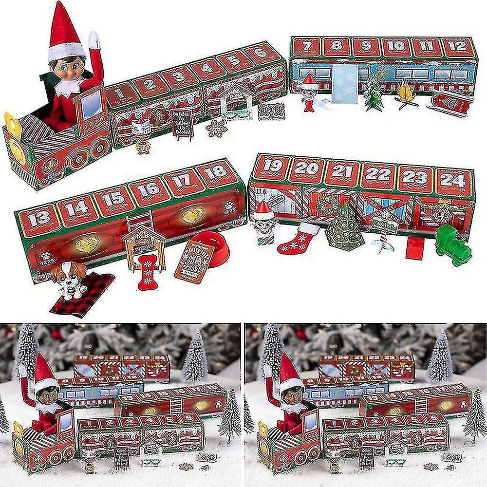 Cht-クリスマスカレンダー24日間サプライズトレインブラインドボックスドールおもちゃ@bugu