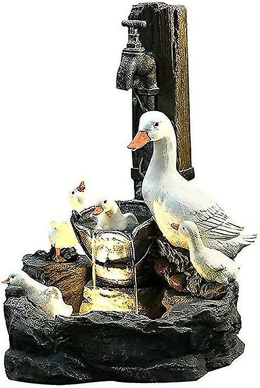 Resin Duck Water Fountain Statue Animal Model Ornamental Multi-color Freestanding Garden For Yard Decor Cascading Squirrel (d-8d)