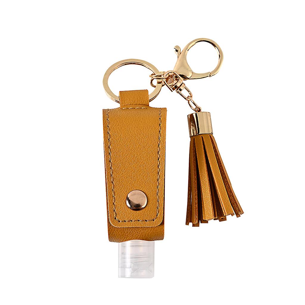 30ml Portable Empty Hand Sanitizer Bottle with Tassels Leather Keychain Holder