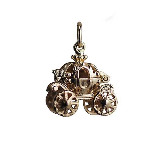 9ct Gold 15x16mm moveable Cinderella coach Charm