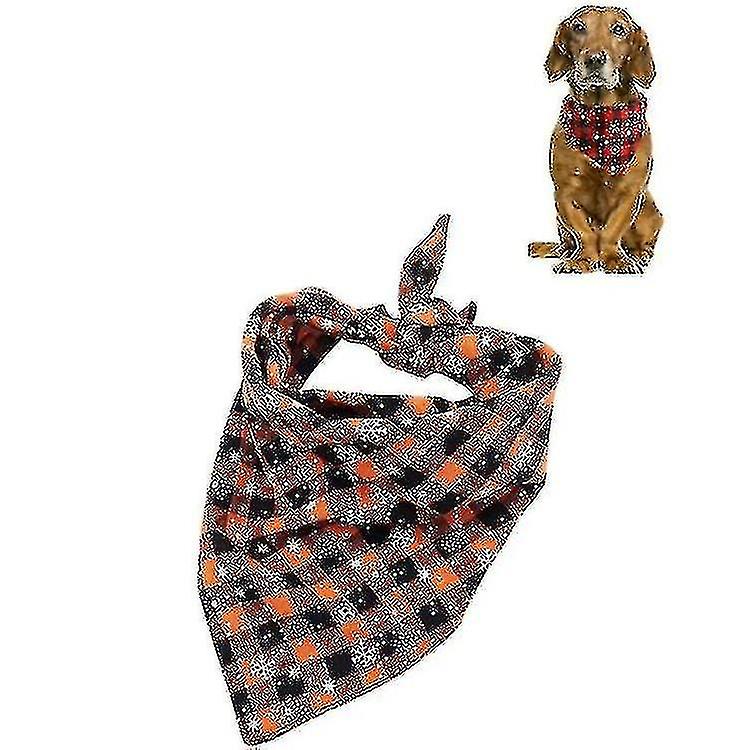 2 Pcs Pet Triangle Towel Christmas Snowflake Dog Saliva Towel, Size:l(orange)