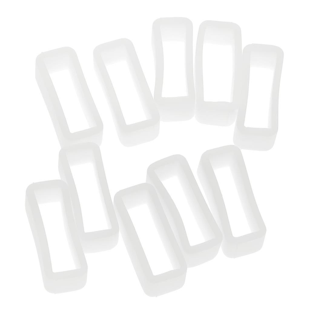 10Pcs Rubber Replacement Keeper Loops Watch Band Strap End Holder White