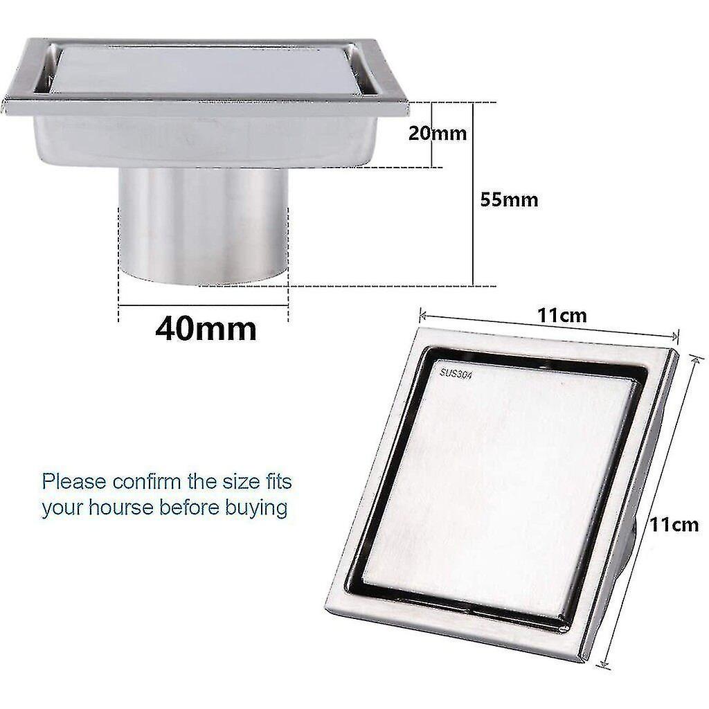 Shower Drain Strainers, 4 Inch Tile Insert Square Shower Floor Drain For Bathroom Kitchen Hotel,