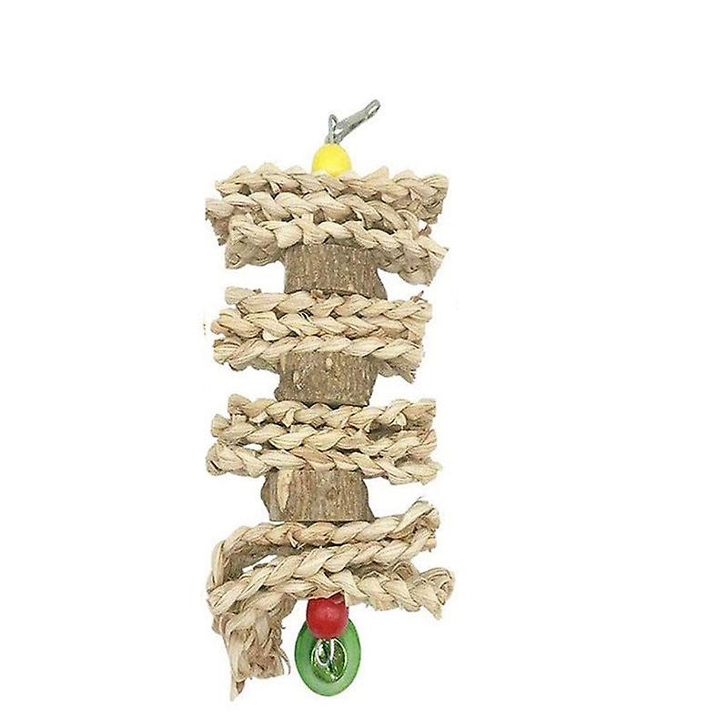 Safe Non Toxic Bird Toys Parrot Bird Cage Corn Leaf Cuttlebone Pepper Wood Block Bite String