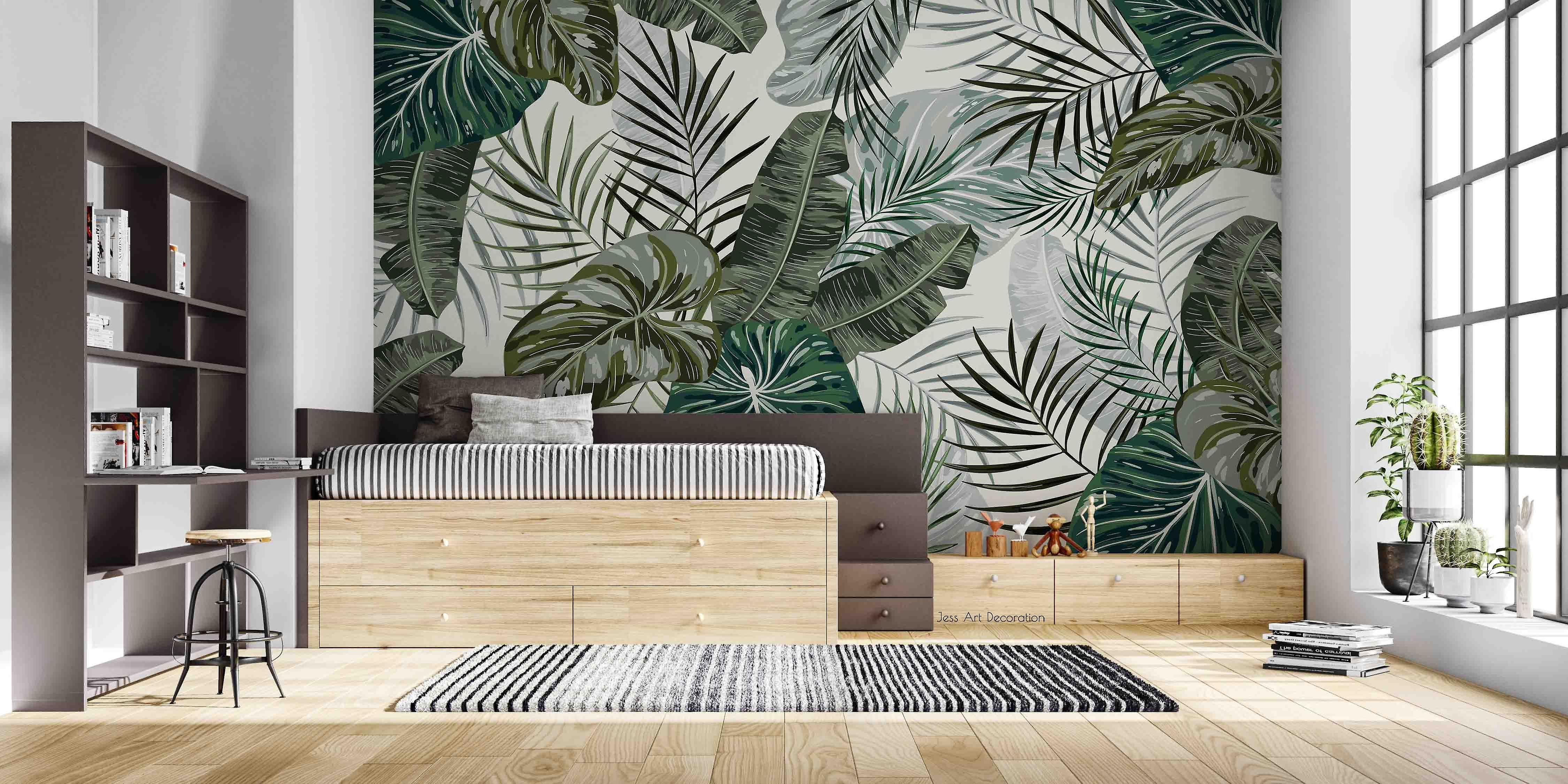 3D Hand Draw Tropic Plant Wall Mural Wallpaper Sww 93
