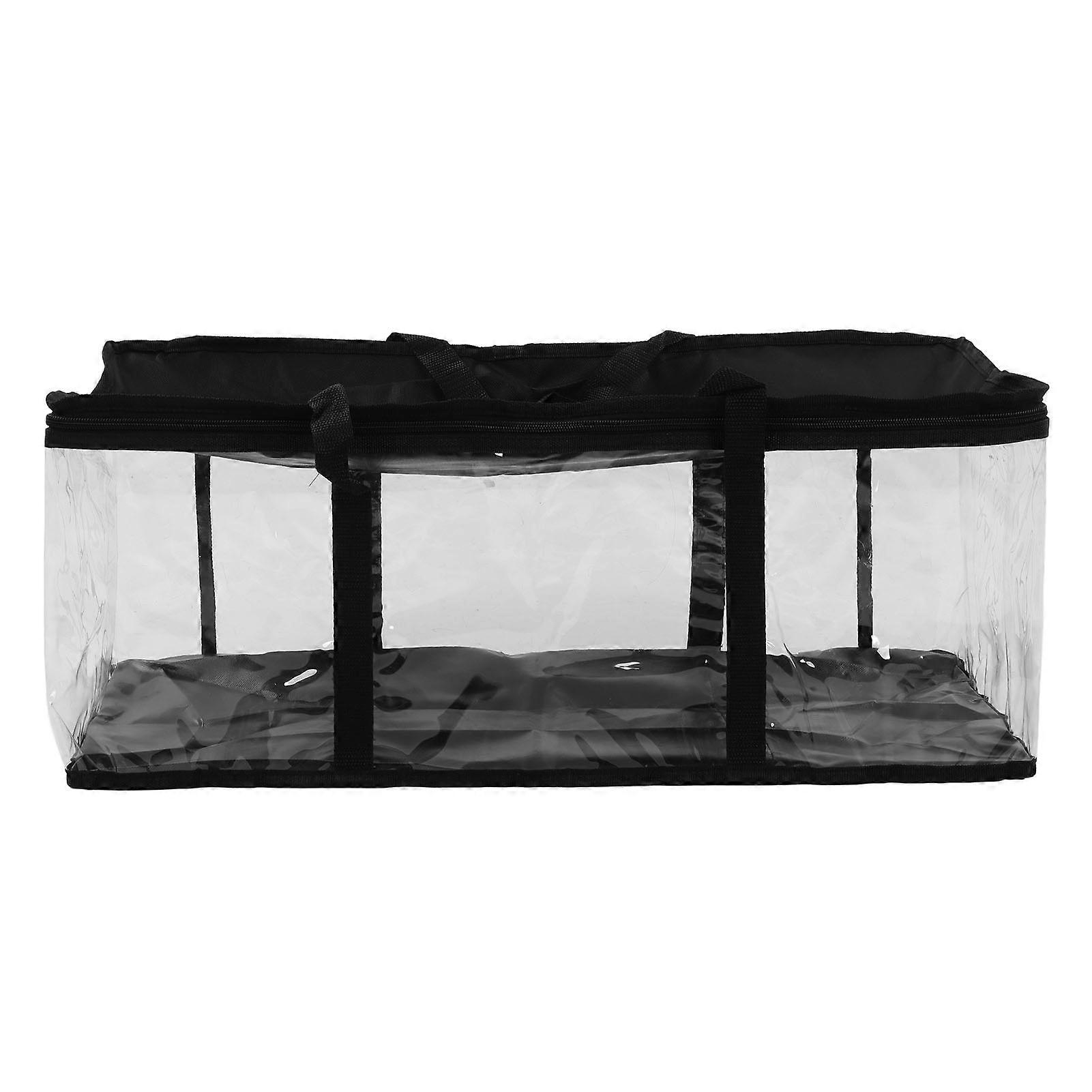 PVC Tool Storage Bag, S/M/L Tool Storage Bag Transparent Zippered Dustproof Large Capacity Handle Bag, for Toy Books Tool(L)