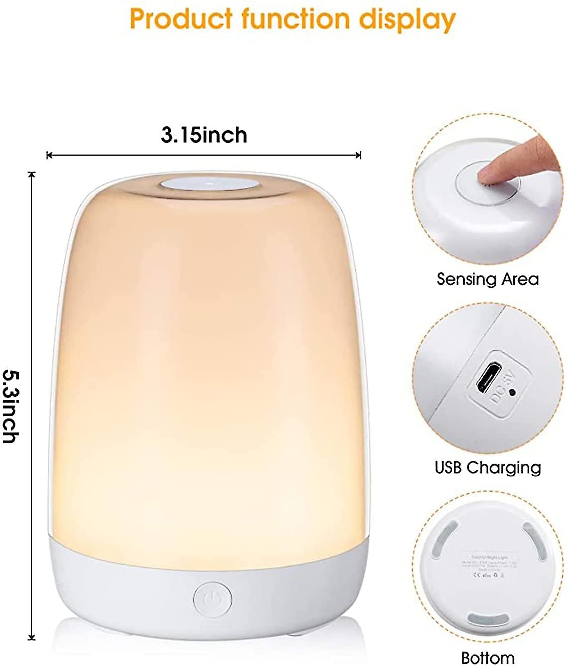 2024Night Light, Smart Bedside Table Light, Touch Control, Dimmable, With USB Rechargeable, Portable, Co