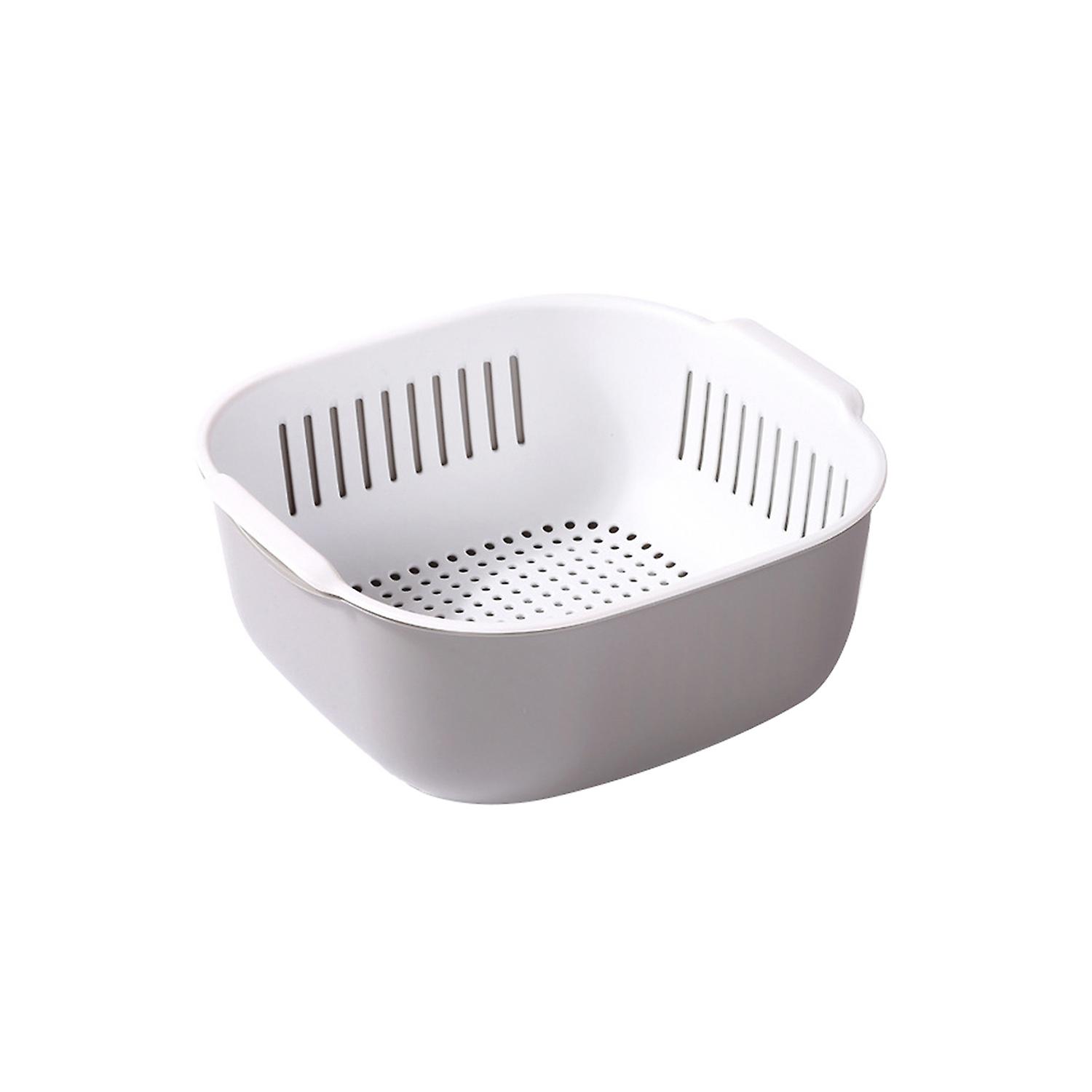 1 Set Large Capacity Washing Strainer Bowl Both Sides Handle PP Vegetable Cleaning Draining Bowl