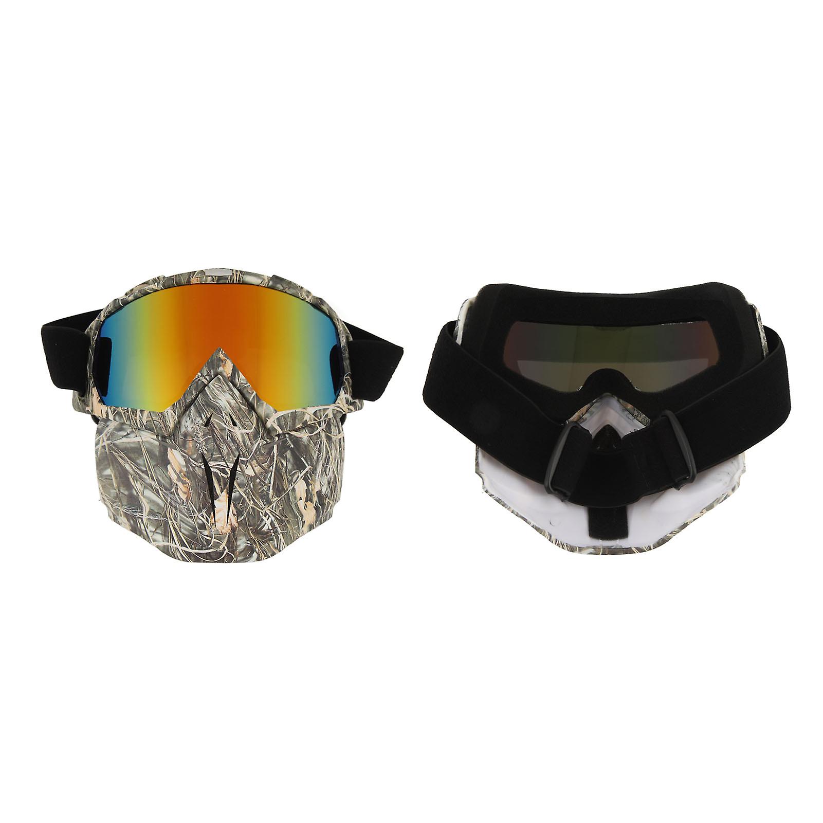 Motorcycle Face Mask Goggles PC Dust Wind UV Proof Withered Grass