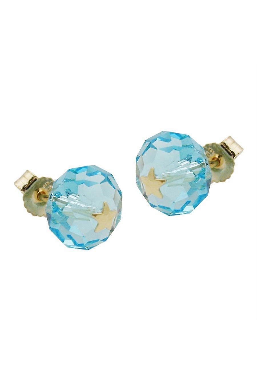 Stud Earrings Crystal Aqua Star 14k Gold - Gl431212