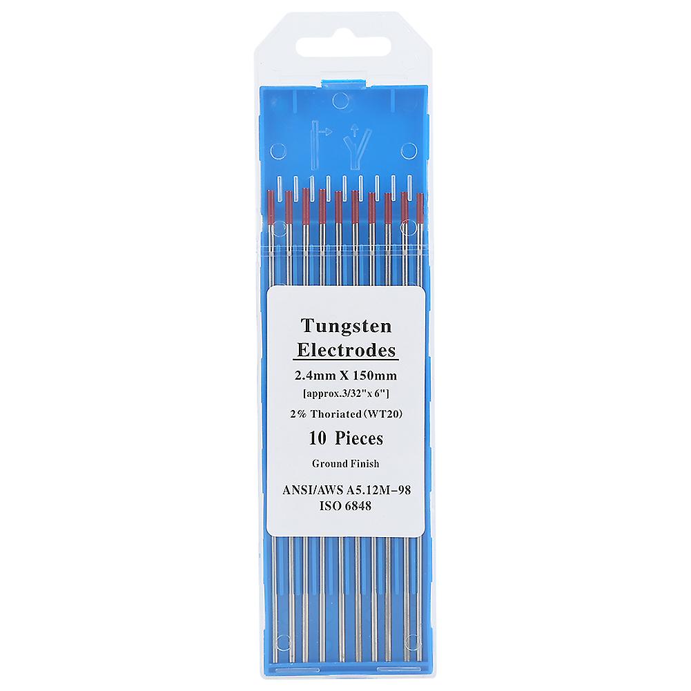 WT20 Tungsten Electrode, Professional 2% Thoriated TIG Rod for TIG Welding Machine (2.4mm x 150mm)